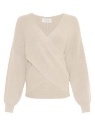 MOSS COPENHAGEN Sweter "Zinelle Rachelle" w kolorze beżowym rozmiar: M/L. Brązowe swetry Moss Copenhagen, l, bez wzorów, z wiskozy, bez ramiączek. Za 119.40 zł.