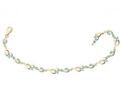 Bransoletka z żółtego złota z diamentami i topazami - 18 cm - próba 375. Żółte bransoletki Apart, z diamentem, złote. Za 3,690.00 zł.