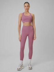 Legginsy fitness bezszwowe damskie. Fioletowe legginsy 4f, l, bez wzorów, z dzianiny, z podwyższonym stanem, długie. Za 129.99 zł.