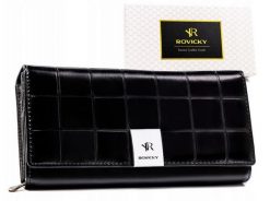 Portfel czarny Rovicky RPX-20A-3. Czarne portfele ROVICKY, z aplikacjami, ze skóry. Za 64.00 zł.