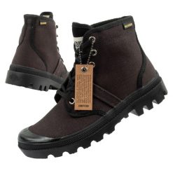 Buty za kostkę sportowe damskie Palladium Pallabrousse. Czarne obuwie sportowe Palladium, z jeansu, za kostkę, bez zapięcia. Za 269.00 zł.