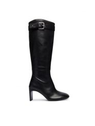 Patrizia Pepe Kozaki 8Y0137 L048 Czarny. Czarne kozaki Patrizia Pepe, ze skóry, bez obcasa, na słupku, bez zapięcia. Za 2,239.00 zł.