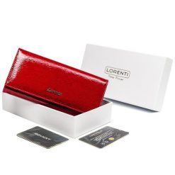 Portfel damski czerwony Lorenti 72401-SH NAPIS RED. Czerwone portfele LORENTI, bez wzorów, ze skóry. Za 100.69 zł.