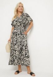 Czarna Sukienka Wiskozowa w Kwiaty Rozkloszowana Efrisa. Czarne sukienki Born2be, na co dzień, na lato, xl, bez wzorów, z wiskozy, eleganckie, bez kołnierzyka, bez ramiączek, maxi, rozkloszowane. Za 84.99 zł.