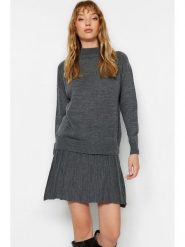 Trendyol 2-częściowy zestaw w kolorze antracytowym rozmiar: S. Czarne spódnice Trendyol, na co dzień, s, bez wzorów, mini, proste. Za 104.39 zł.