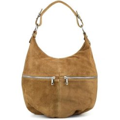 Zamszowa shopperka Vera Pelle c. beżowa taupe K51. Brązowe shopper bez wzorów, ze skóry, zamszowe, bez dodatków. Za 199.99 zł.