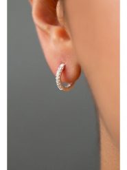 Miu Silver Srebrne kolczyki-kreole z cyrkoniami rozmiar: onesize. Szare kolczyki Miu Silver, z cyrkonią, srebrne. Za 82.99 zł.