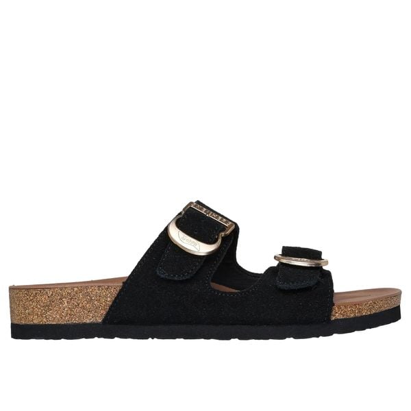 Sandały damskie Skechers Boho Clic Arch fit. Czarne sandały Skechers, bez wzorów, z materiału, boho, bez obcasa, bez zapięcia. Za 333.50 zł.