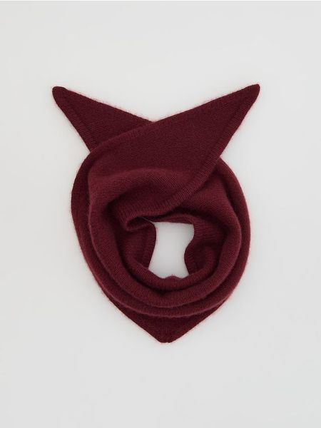 Szal z wełną i kaszmirem - burgundowy. Czerwone szaliki Reserved, bez wzorów, z kaszmiru. Za 169.99 zł.