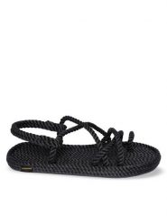 Bohonomad Sandały Ibiza IBZ.0020.WRS Czarny. Czarne sandały Bohonomad, bez wzorów, z materiału, bez obcasa, na płaskiej podeszwie, bez zapięcia. Za 249.99 zł.