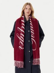Tommy Hilfiger Szalik Script Logo AW0AW17786 Bordowy. Czerwone rękawiczki TOMMY HILFIGER, bez wzorów, z materiału. Za 389.99 zł.