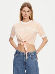 Guess T-Shirt V5GI05 I3Z14 Pomarańczowy Regular Fit. Brązowe t-shirty Guess, xs, z aplikacjami, z bawełny, bez kołnierzyka, bez ramiączek. Za 119.99 zł.