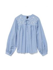 Vero Moda Bluzka w kolorze błękitnym rozmiar: L. Niebieskie bluzki Vero Moda, l, bez wzorów, z bawełny, bez kołnierzyka, bez ramiączek. Za 96.60 zł.