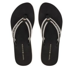Japonki Tommy Hilfiger. Czarne klapki TOMMY HILFIGER, bez wzorów, bez obcasa. Za 189.99 zł.