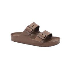 Kapcie Birkenstock Arizona Eva Damskie. Brązowe obuwie domowe Birkenstock, bez wzorów, z materiału, bez zapięcia. Za 359.00 zł.