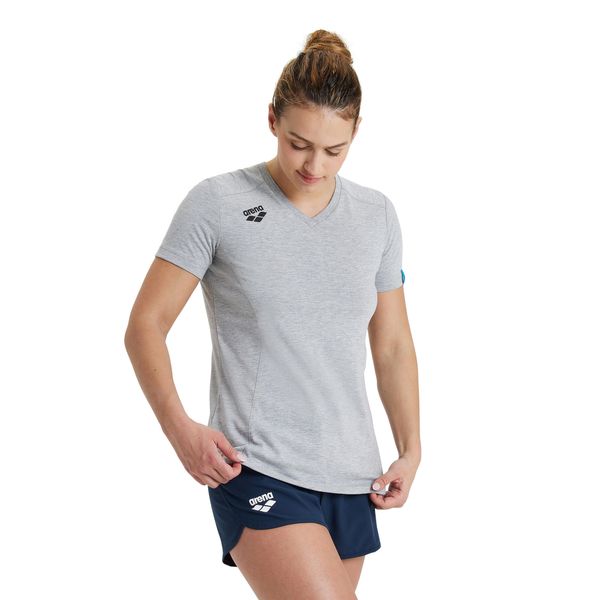 Koszulka damska Arena Team T-Shirt Panel. Szare koszulki sportowe Arena, bez wzorów, z bawełny, bez ramiączek, do biegania. Za 99.00 zł.