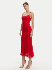 BARDOT Sukienka koktajlowa 57998DB1 Czerwony Regular Fit. Czerwone sukienki Bardot, bez wzorów, z bawełny, wizytowe, bez kołnierzyka, bez ramiączek. Za 319.99 zł.