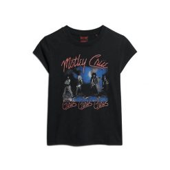 Koszulka z rękawem dla kobiet Superdry Mötley Crüe. Czarne bluzki Superdry, m, bez wzorów, bez kołnierzyka, bez ramiączek. Za 197.05 zł.