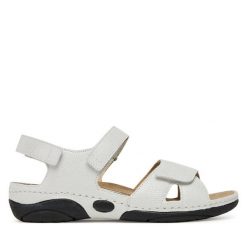 Sandały Berkemann. Białe sandały Berkemann, bez wzorów, bez obcasa, na płaskiej podeszwie, bez zapięcia. Za 459.99 zł.