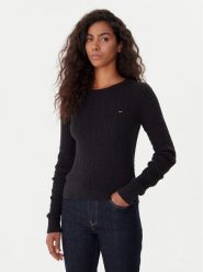 Tommy Jeans Sweter Cable Essential DW0DW22165 Czarny Regular Fit. Czarne swetry Tommy Jeans, m, bez wzorów, z bawełny, bez ramiączek. Za 429.99 zł.