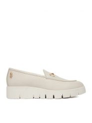 U.S. Polo Assn. Półbuty EO-NOVA001W/6L1 Écru. Białe czółenka U.S. Polo Assn., bez wzorów, ze skóry, bez obcasa, na koturnie, bez zapięcia. Za 369.99 zł.