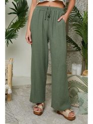 Le Monde du Lin Lniane spodnie w kolorze khaki rozmiar: 36/38. Brązowe spodnie materiałowe Le Monde du Lin, bez wzorów, ze lnu, z standardowym stanem. Za 121.99 zł.