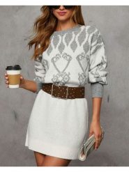 Milan Kiss Sweter w kolorze białym rozmiar: L. Białe sukienki Milan Kiss, na co dzień, l, bez wzorów, z tkaniny, bez kołnierzyka, bez ramiączek, mini, proste. Za 165.99 zł.