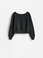 Gładka bluza z modalem - ciemnozielony. Zielone bluzy Reserved, l, bez wzorów, z dzianiny, bez kaptura. Za 119.99 zł.