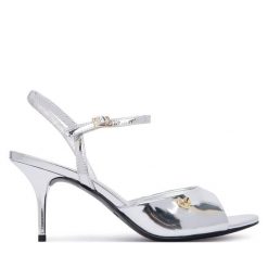 Sandały LOVE MOSCHINO. Szare sandały Love Moschino, bez wzorów, bez obcasa, na szpilce, bez zapięcia. Za 939.99 zł.