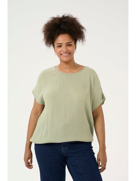 KAFFE curve Bluzka w kolorze oliwkowym rozmiar: 46. Brązowe bluzki KAFFE curve, bez wzorów, z wiskozy, bez kołnierzyka, bez ramiączek. Za 79.03 zł.