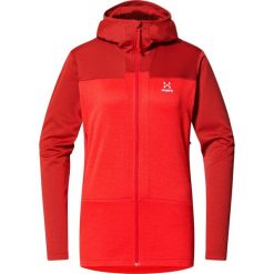 Bluza techniczna damska ROC Flash Mid Hood. Czerwone bluzy Haglöfs, bez wzorów, bez kaptura. Za 520.00 zł.