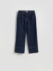 Jeansy straight z przeszyciami - granatowy. Niebieskie jeansy Reserved, bez wzorów. Za 139.99 zł.