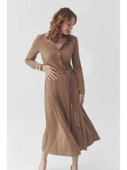 TATUUM Sukienka "Sandy" w kolorze jasnobrązowym rozmiar: XL. Brązowe sukienki Tatuum, na co dzień, xl, bez wzorów, bez kołnierzyka, bez ramiączek, maxi, proste. Za 211.81 zł.