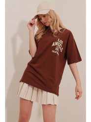 Trend Alacati Koszulka w kolorze brązowym rozmiar: XL. Brązowe bluzki Trend Alacati, xl, bez wzorów, z bawełny, bez kołnierzyka, bez ramiączek. Za 79.03 zł.