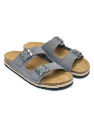 Mandel Skórzane klapki w kolorze szarym rozmiar: 39. Szare klapki Mandel, bez wzorów, ze skóry, z otwartym noskiem, bez obcasa. Za 130.99 zł.