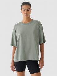 4F T-shirt oversize damski 4F x Anna Lewandowska - khaki XS. Brązowe t-shirty 4f, s, bez wzorów, z bawełny, bez kołnierzyka, bez ramiączek. W wyprzedaży za 49.99 zł.