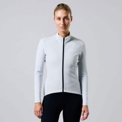 Damska kurtka kolarska Thermo Fleece z długim rękawem. Szare swetry ACELERA, na zimę, bez wzorów, z jersey, bez ramiączek. W wyprzedaży za 253.76 zł.