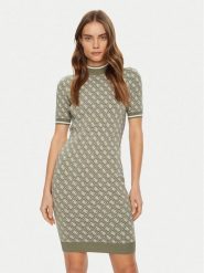 Guess Sukienka dzianinowa W3YK39 Z37K0 Zielony Regular Fit. Zielone sukienki Guess, xs, z aplikacjami, z dzianiny, bez kołnierzyka, bez ramiączek. Za 359.99 zł.