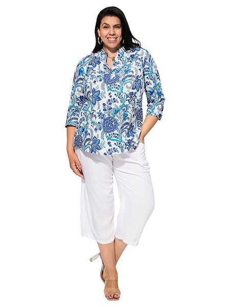 Aller Simplement Bluzka w kolorze niebieskim rozmiar: 42/44. Niebieskie bluzki Aller Simplement, bez wzorów, z bawełny, klasyczne, bez kołnierzyka, bez ramiączek. Za 83.22 zł.