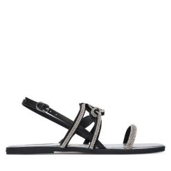 Sandały KARL LAGERFELD. Czarne sandały KARL LAGERFELD, bez wzorów, bez obcasa, na płaskiej podeszwie, bez zapięcia. Za 619.99 zł.