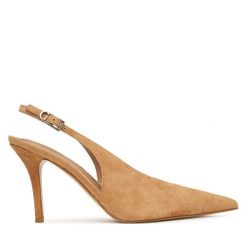 Szpilki Guess. Brązowe szpilki Guess, z aplikacjami, bez obcasa, na szpilce, bez zapięcia. Za 639.99 zł.