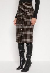 Czarno-Beżowa Ołówkowa Tweedowa Spódnica w Kraciasty Wzór z Guzikami Anitusa. Czarne spódnice Born2be, na co dzień, m, bez wzorów, z jeansu, eleganckie, midi, ołówkowe. Za 79.99 zł.