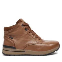 Botki Caprice. Brązowe botki Caprice, bez wzorów, bez obcasa, na płaskiej podeszwie, bez zapięcia. Za 499.99 zł.