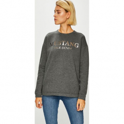Mustang - Bluza. Szare bluzy Mustang, s, bez wzorów, z bawełny, bez kaptura. W wyprzedaży za 159.90 zł.
