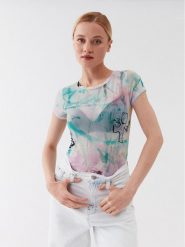 Guess T-Shirt W3YI70 KBAH2 Niebieski Slim Fit. Niebieskie t-shirty Guess, l, z aplikacjami, z syntetyku, bez kołnierzyka, bez ramiączek. Za 179.99 zł.