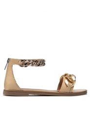 Badura Sandały 22SS19 Beżowy. Brązowe sandały Badura, bez wzorów, ze skóry, bez obcasa, na płaskiej podeszwie, bez zapięcia. Za 299.99 zł.