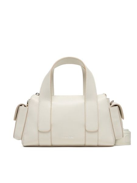 Calvin Klein Torebka Webbing Strap Pocket Bag LV04F3291G Biały. Białe torebki klasyczne Calvin Klein, bez wzorów, ze skóry, bez dodatków. Za 295.99 zł.