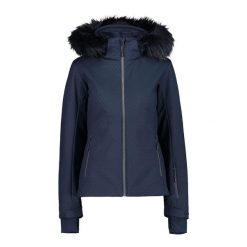 Kurtka narciarska damska CMP 31W0196F. Niebieskie kurtki narciarskie CMP, bez wzorów, z elastanu, z kapturem, narciarskie. Za 539.99 zł.