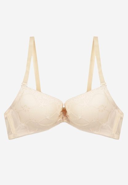 Beżowy Koronkowy Biustonosz Push Up Ozdobiony Metaliczną Aplikacją Norithiel. Brązowe biustonosze Born2be, z aplikacjami, z bawełny. Za 19.99 zł.