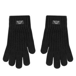 Rękawiczki Kappa. Czarne rękawiczki Kappa, bez wzorów, z dzianiny. Za 39.99 zł.